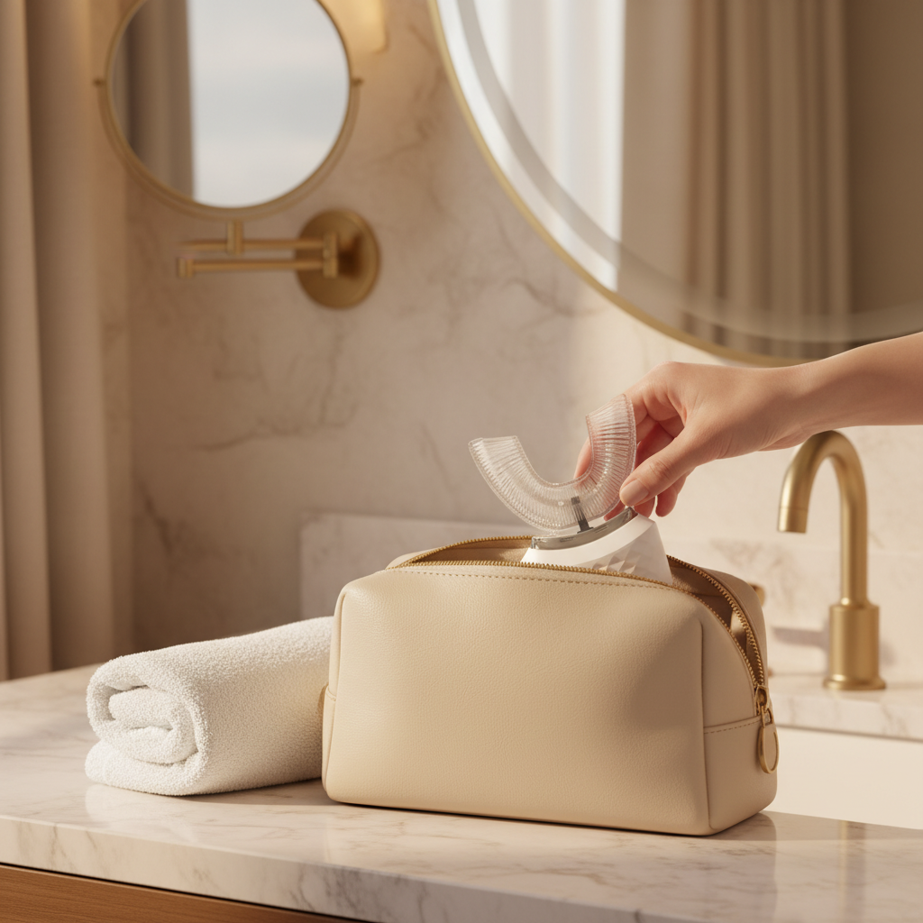 Brosse à dents électrique en forme de U portable, brosse à dents électrique automatique en forme de U, résistant à 360, soins bucco-dentaires, savoir à chaud