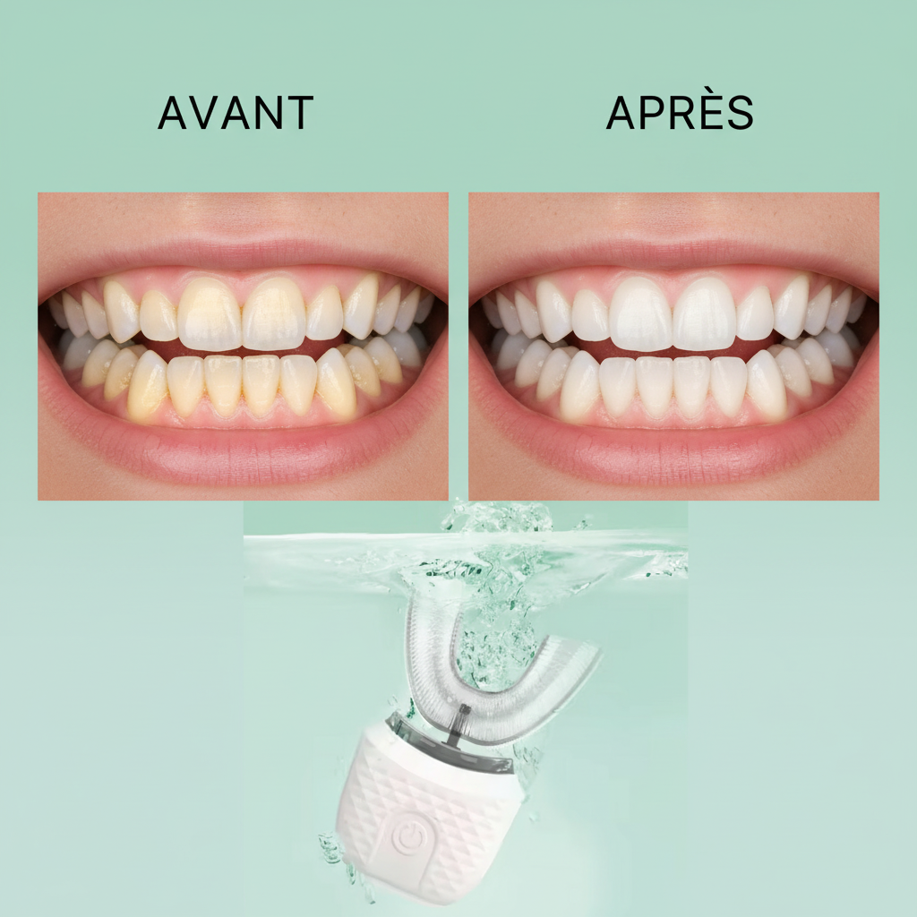 Brosse à dents électrique en forme de U portable, brosse à dents électrique automatique en forme de U, résistant à 360, soins bucco-dentaires, savoir à chaud